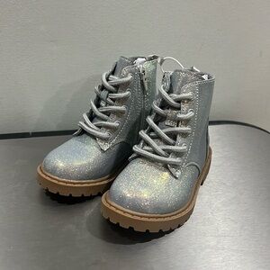Shiny Faux-Leather Side-Zip Combat Boots for Toddler Girls size 6